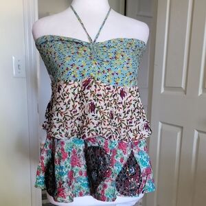 Drosofila Floral Multicolor Halter Top